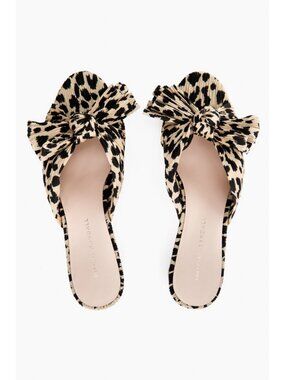 Loeffler Randall Sz. 10 Leopard Emilia Pleated Knot Mules